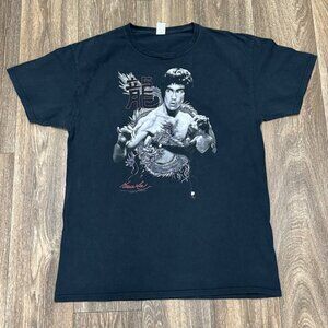 Vintage Bruce Lee Shirt Men's Large Black Promo The Dragon Graphic Tee Y2K 00s
